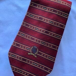 Tommy Hilfiger Red and Gold Striped Tie